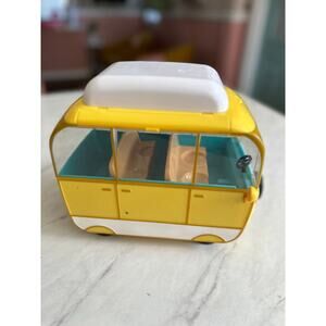 Vintage 2003 Peppa Pig Family Camper Van Yellow Turquoise Tan Family Trip Van